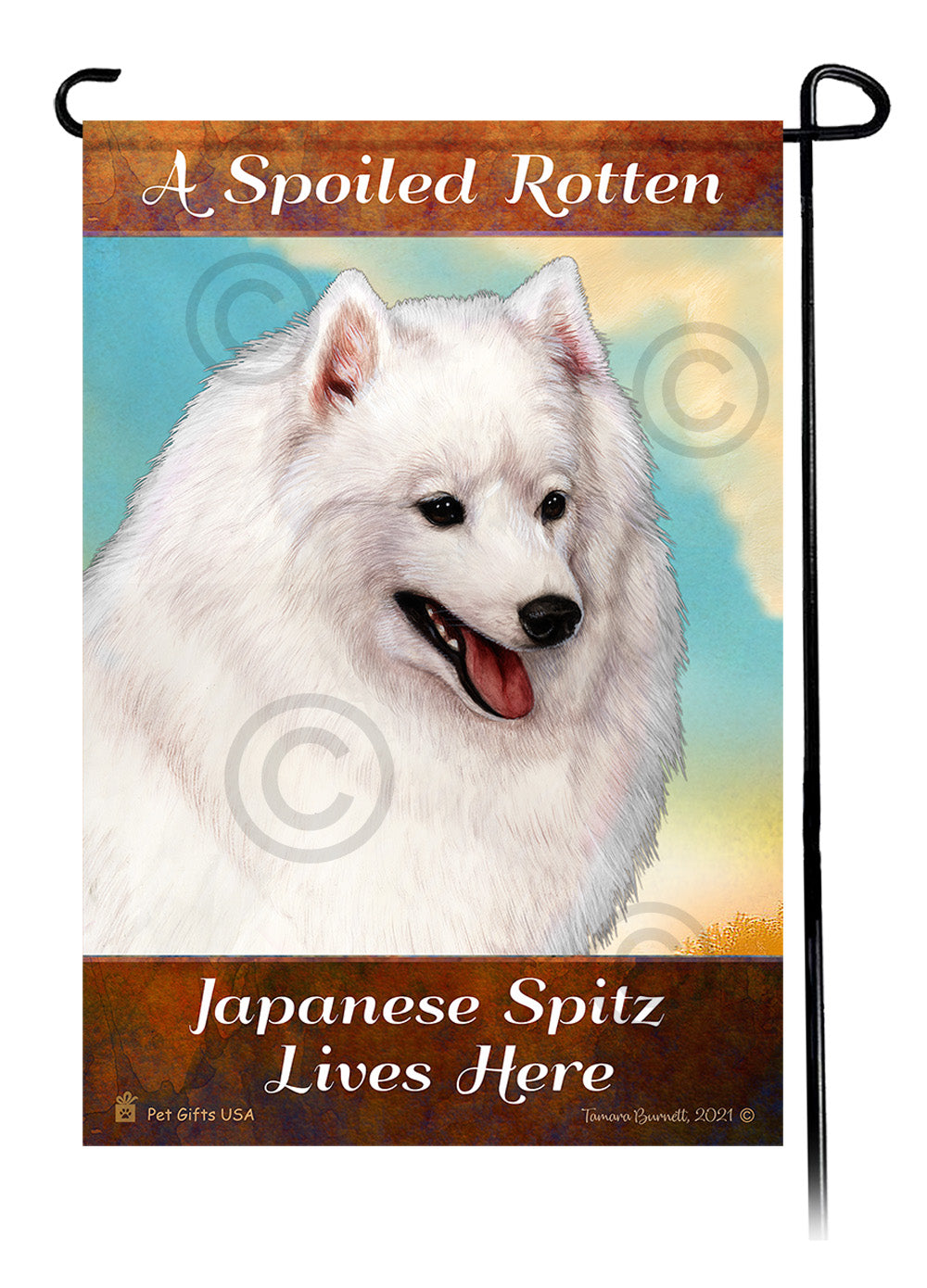 Japanese Spitz Spoiled Rotten Garden Flags