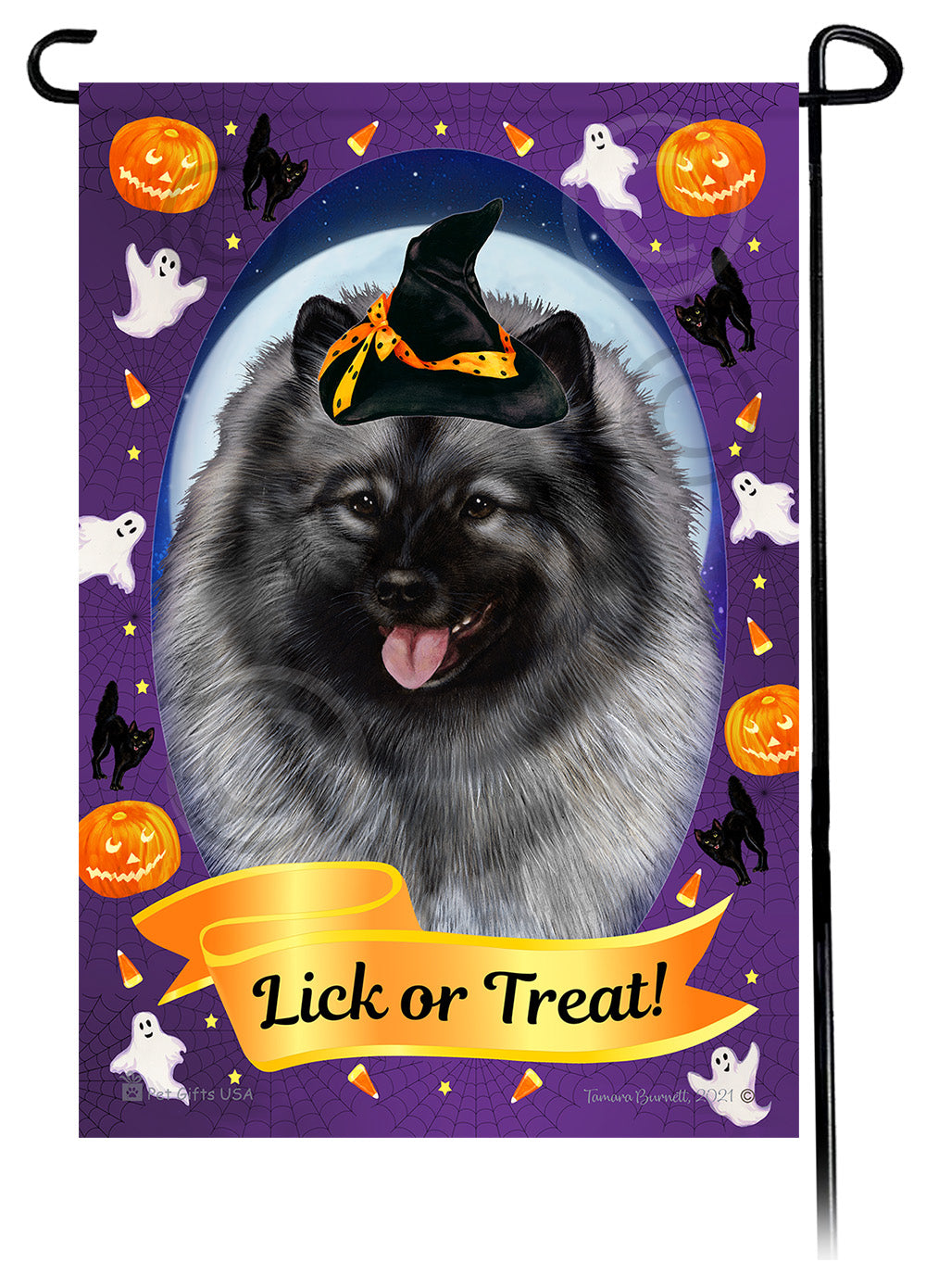 Keeshond Halloween Howls Garden Flags