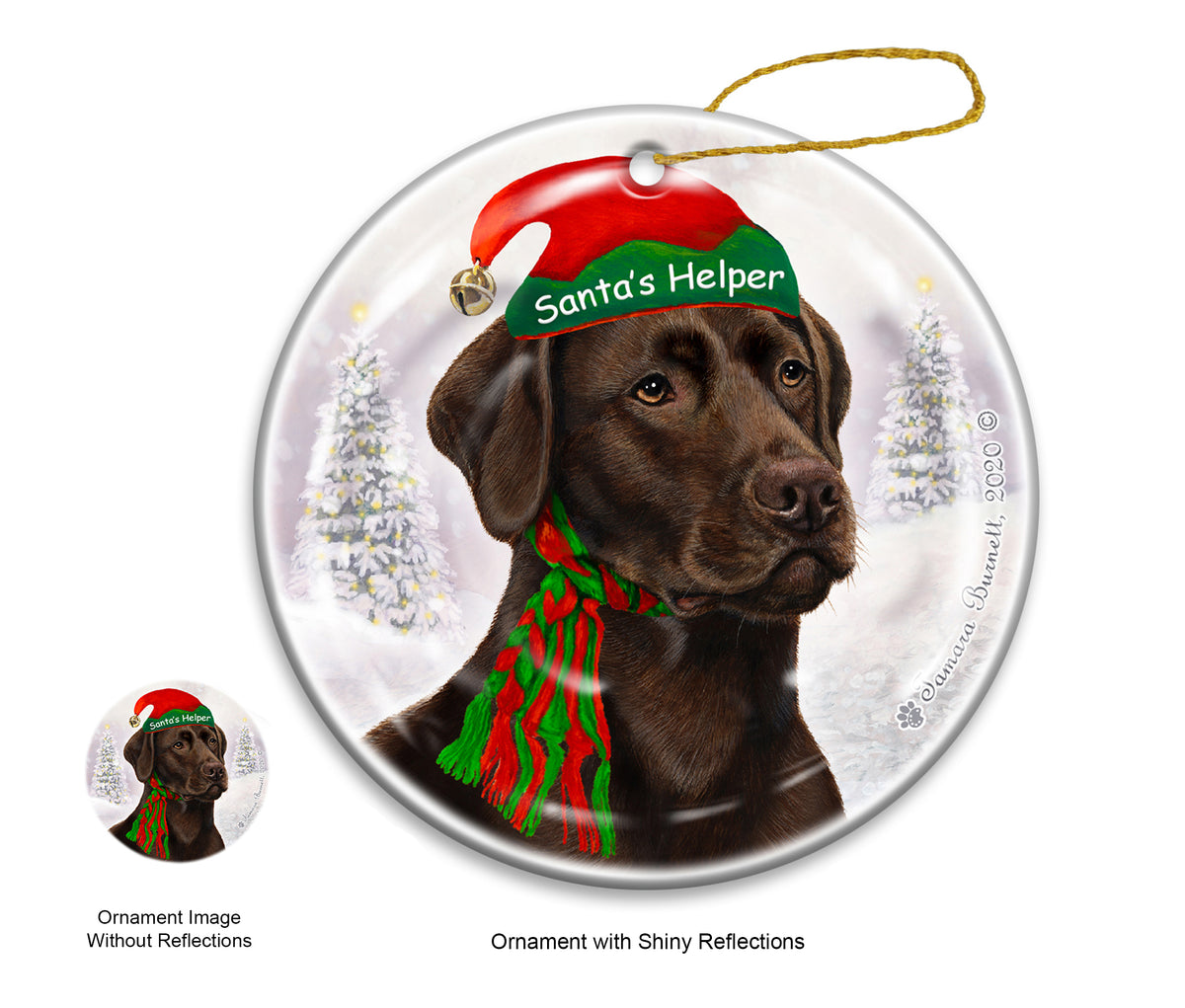 Labrador Chocolate - Santa's Helper Ornament