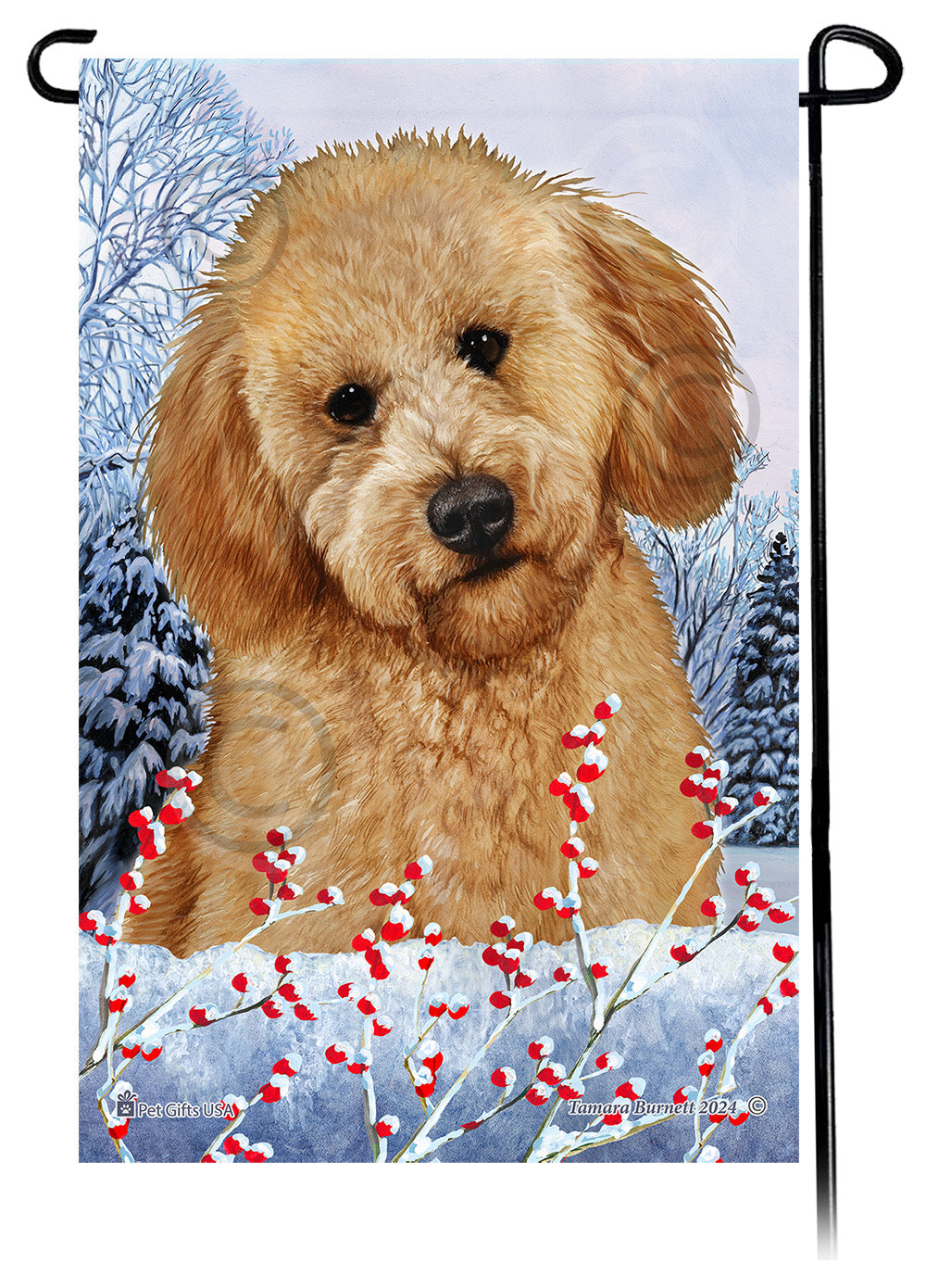 Labradoodle Winterberries Garden Flags