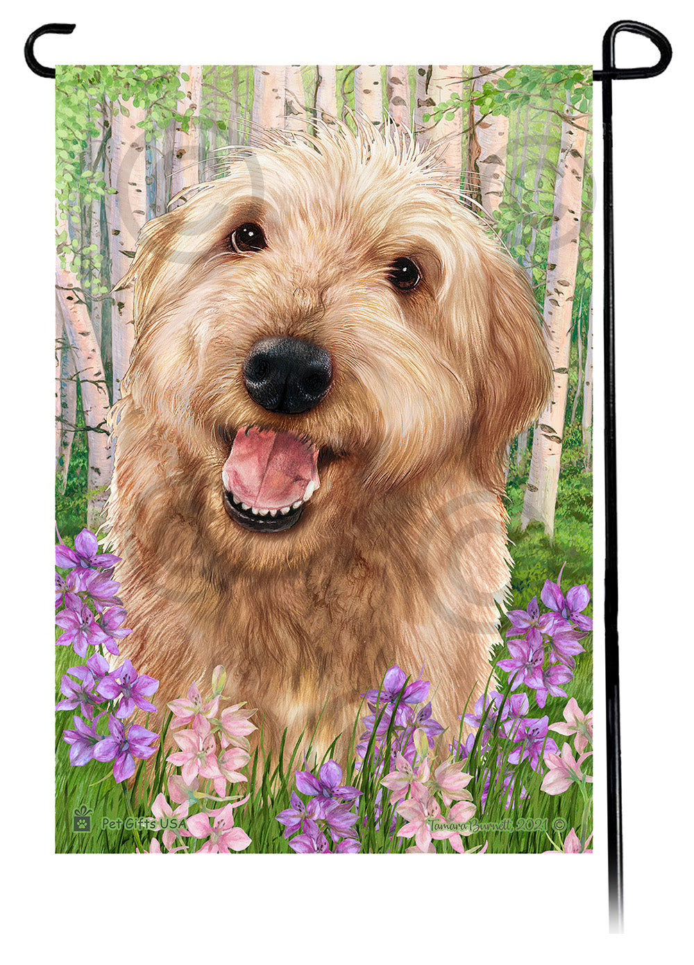 Labradoodle Spring Flowers - Garden Flag