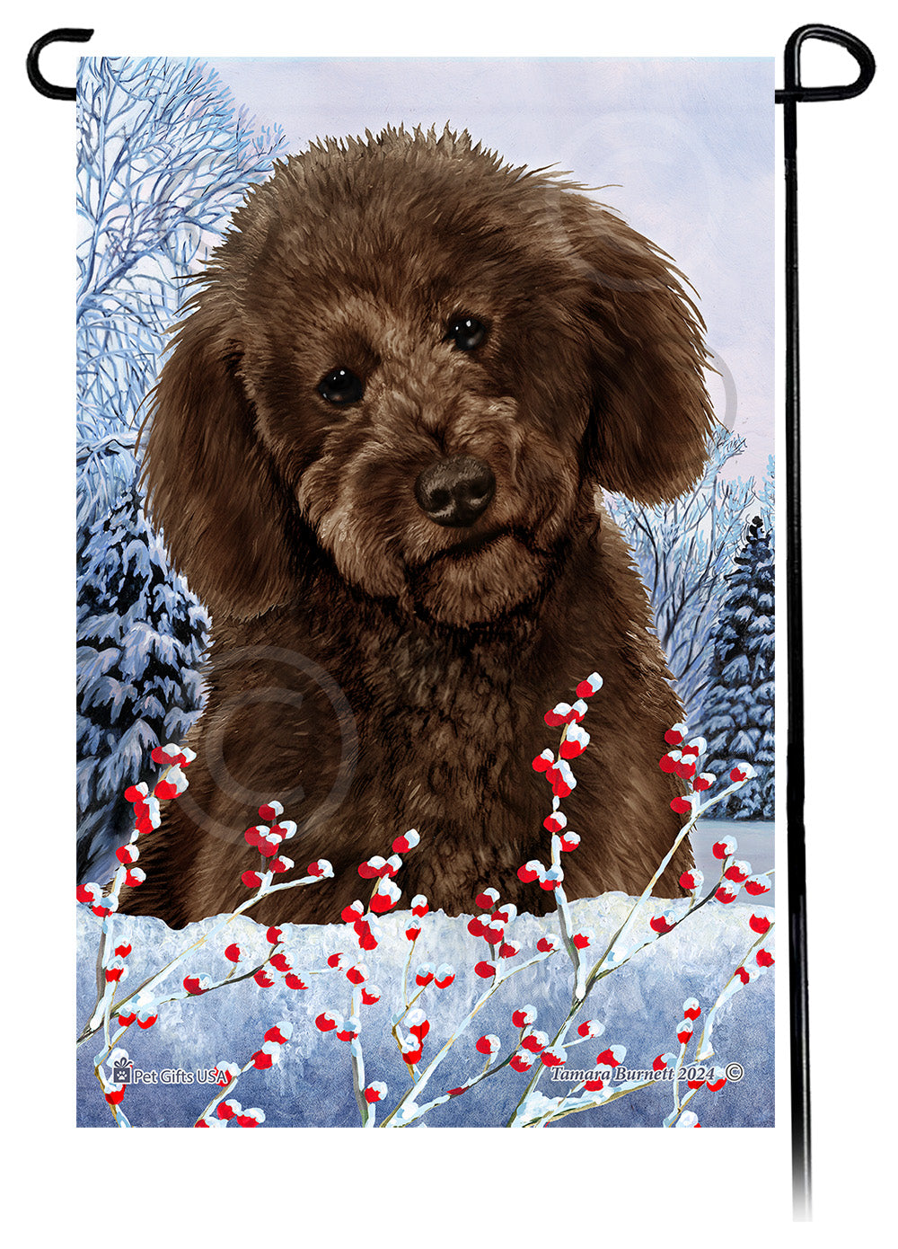 Labradoodle Winterberries - Garden Flag