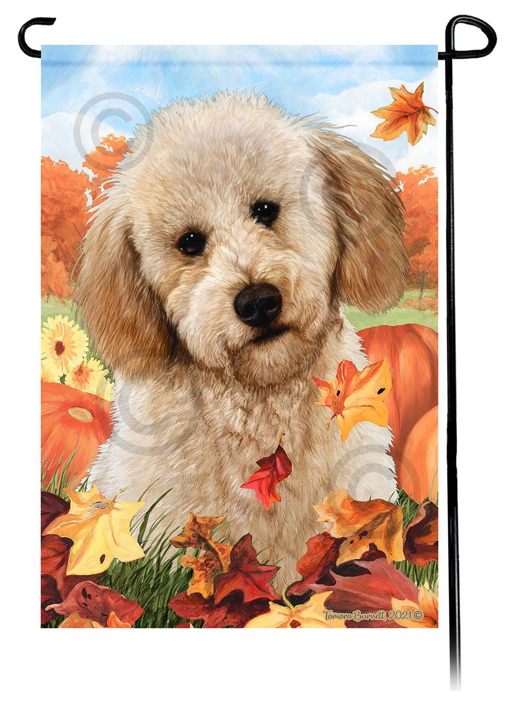 Labradoodle Falling Leaves Garden Flags