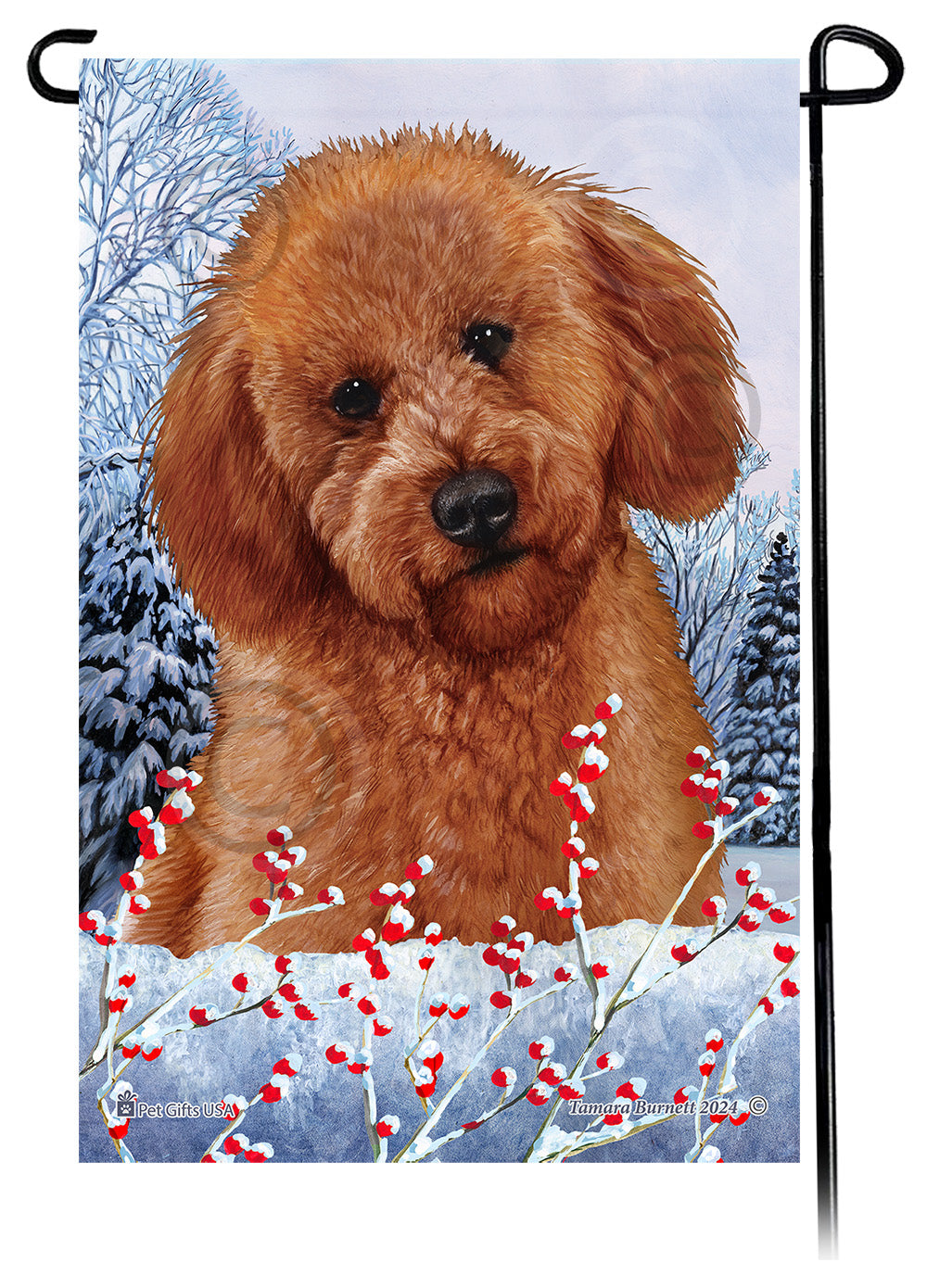 Labradoodle Winterberries - Garden Flag