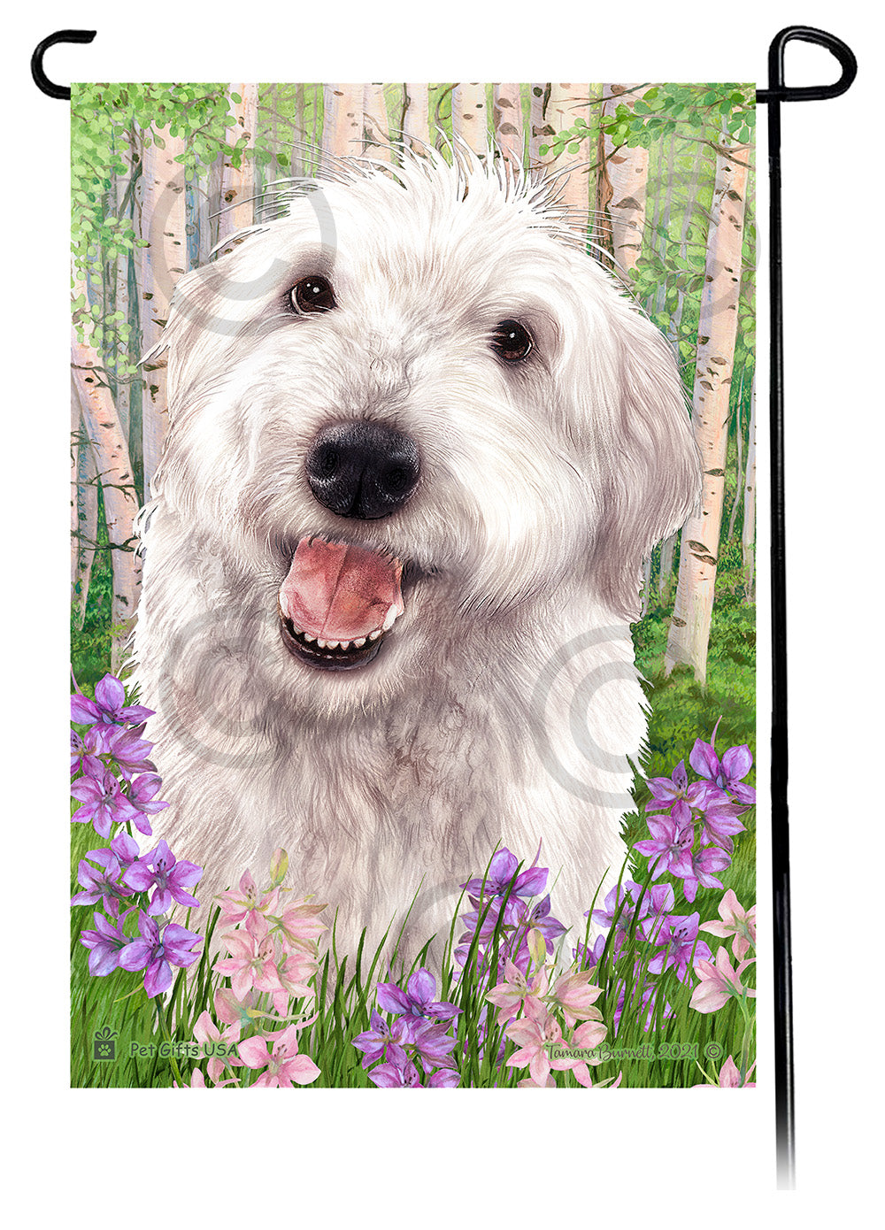 Labradoodle Spring Flowers - Garden Flag