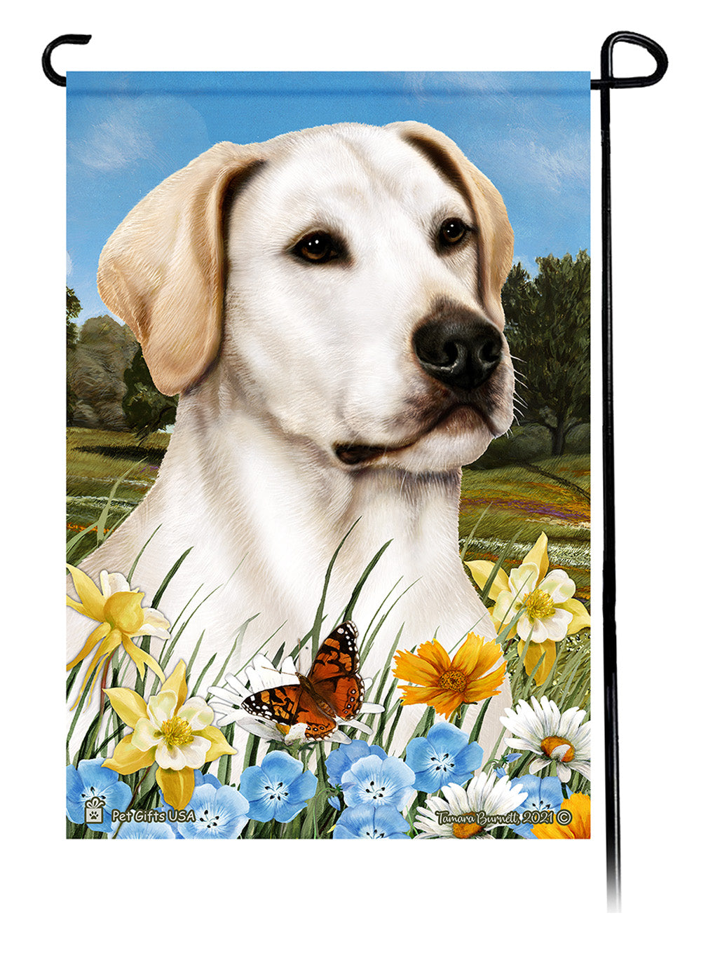Labrador Retriever Summer Flowers - Garden Flag