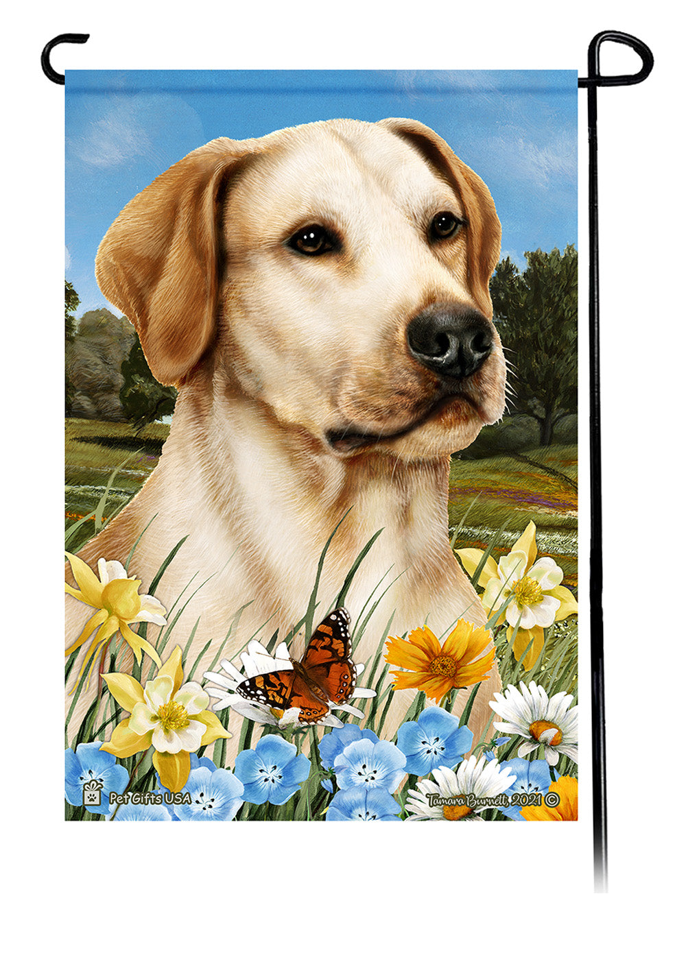 Labrador Retriever Summer Flowers - Garden Flag