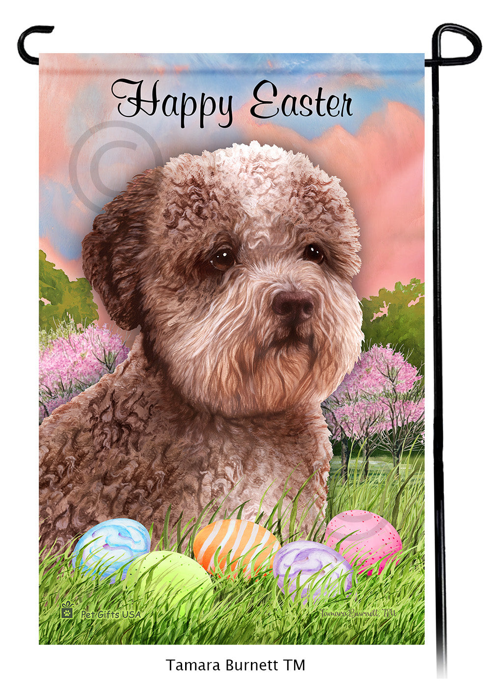 Lagotto Romagnolo Happy Easter - Garden Flag