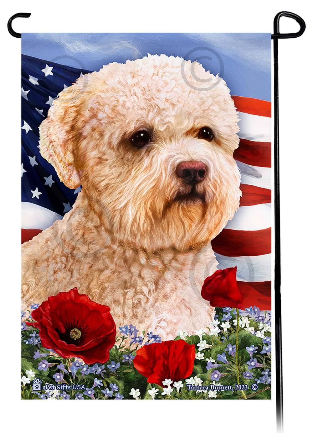 Lagotto Romagnolo Patriotic Flowers - Garden Flag