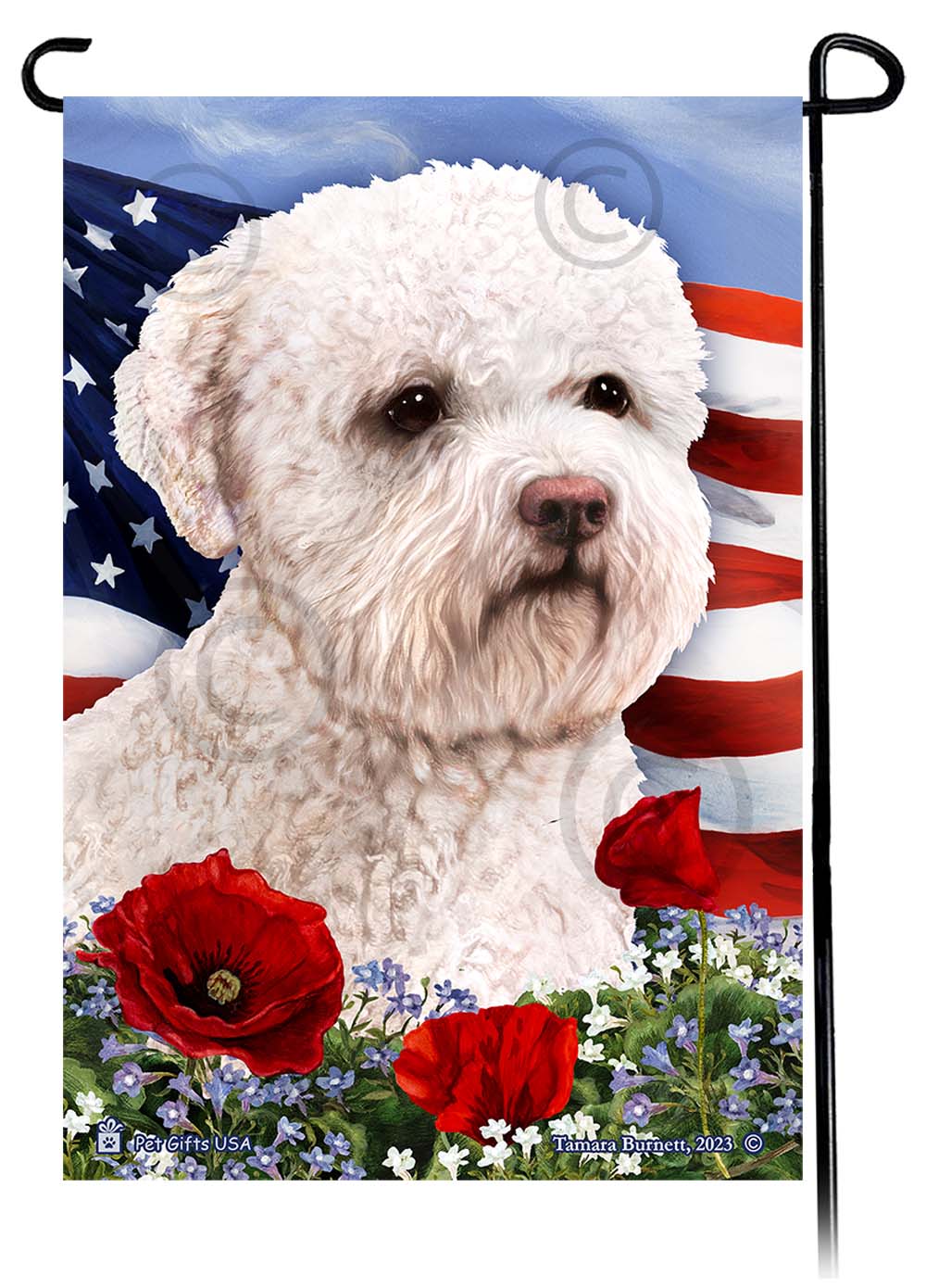 Lagotto Romagnolo Patriotic Flowers - Garden Flag