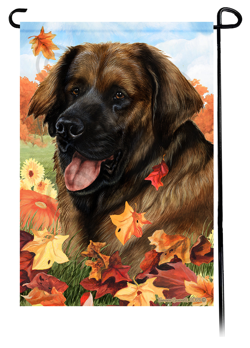 Leonberger Falling Leaves Garden Flags