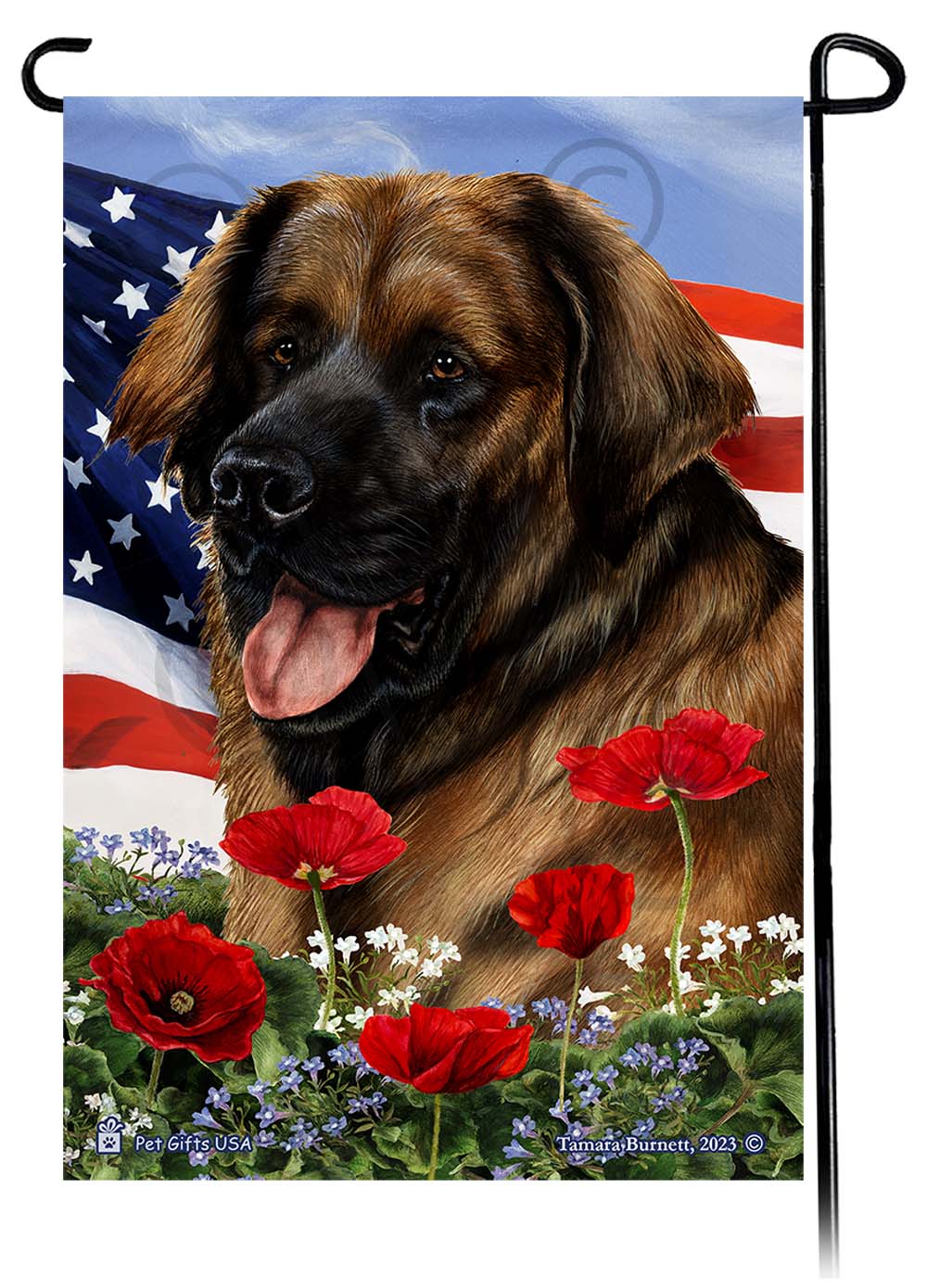 Leonberger Patriotic Flowers Garden Flags
