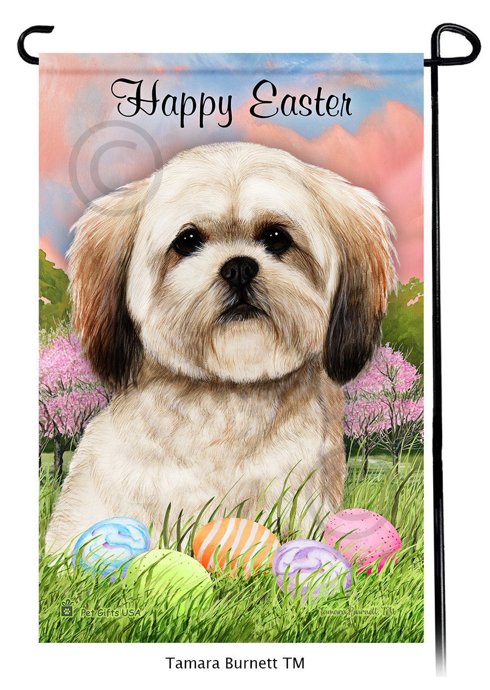 Lhasa Apso Happy Easter Garden Flags
