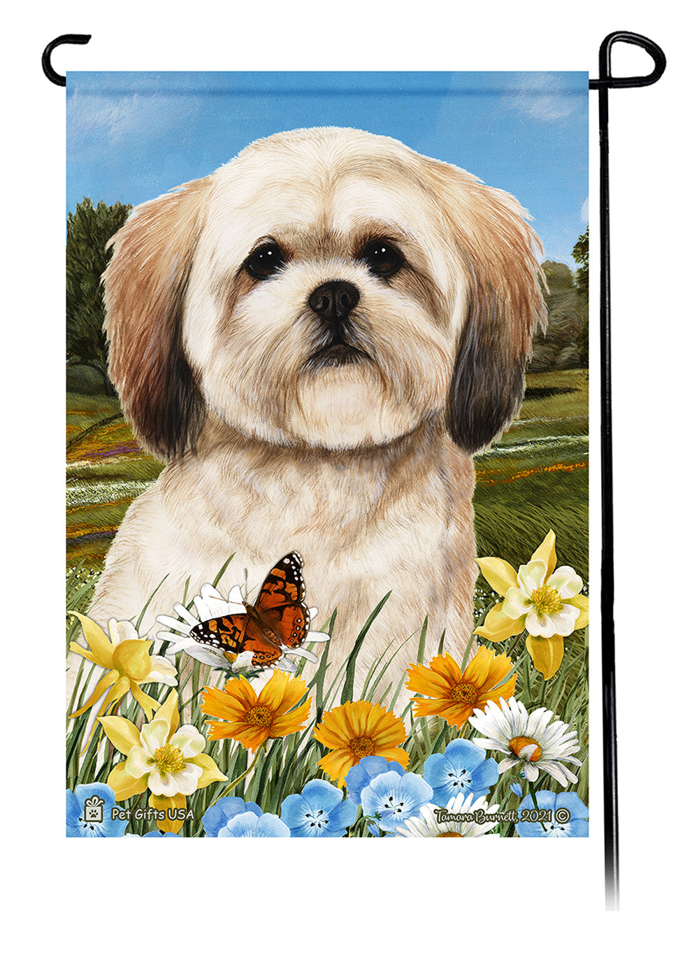 Lhasa Apso Summer Flowers Garden Flags