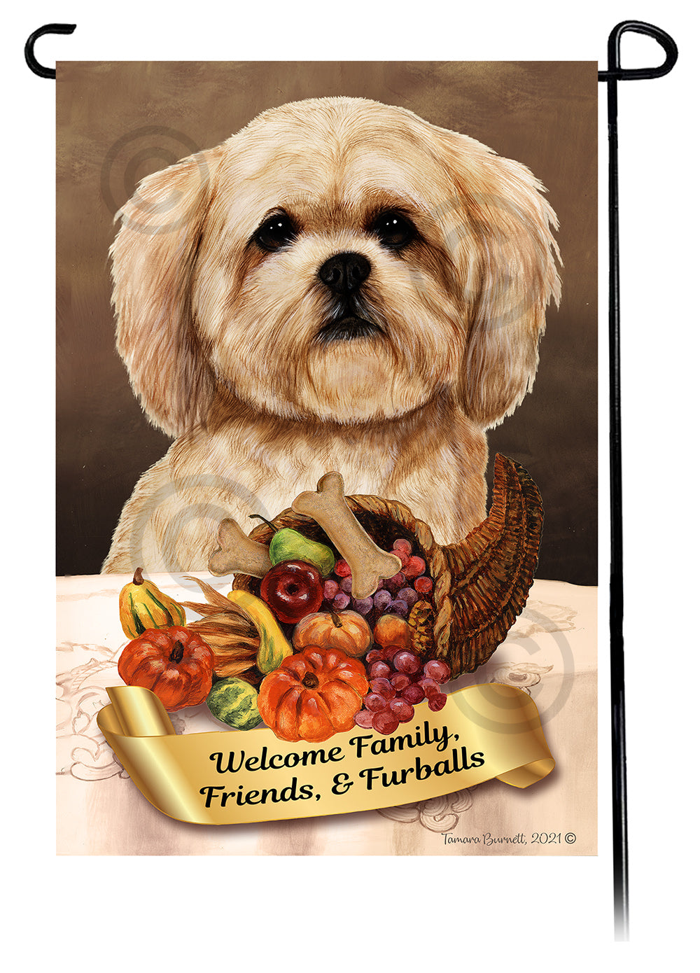 Lhasa Apso Thanksgiving Garden Flags