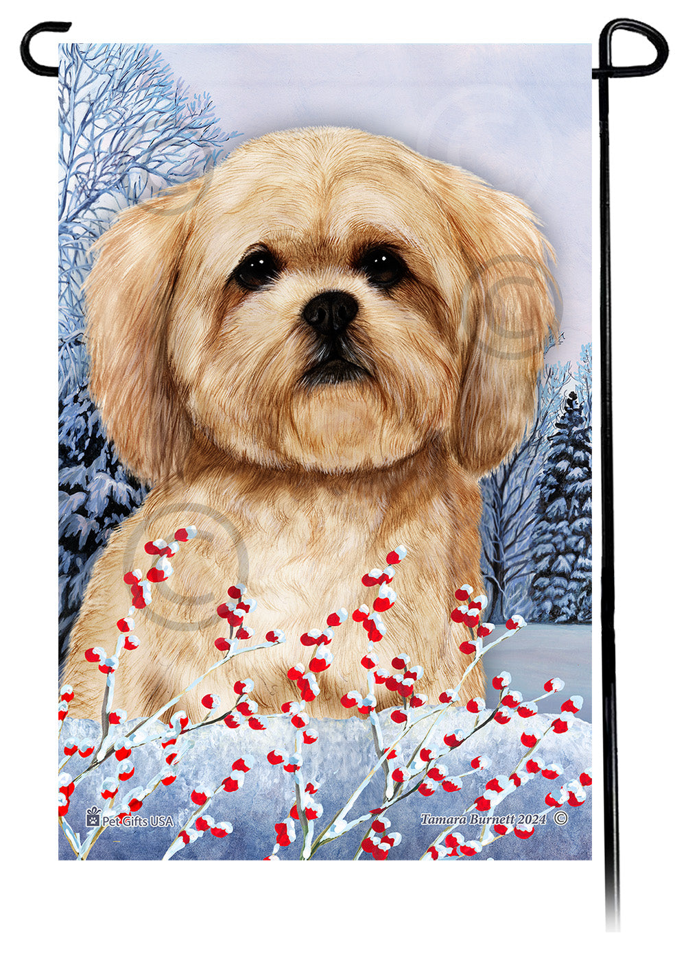 Lhasa Apso Winterberries - Garden Flag