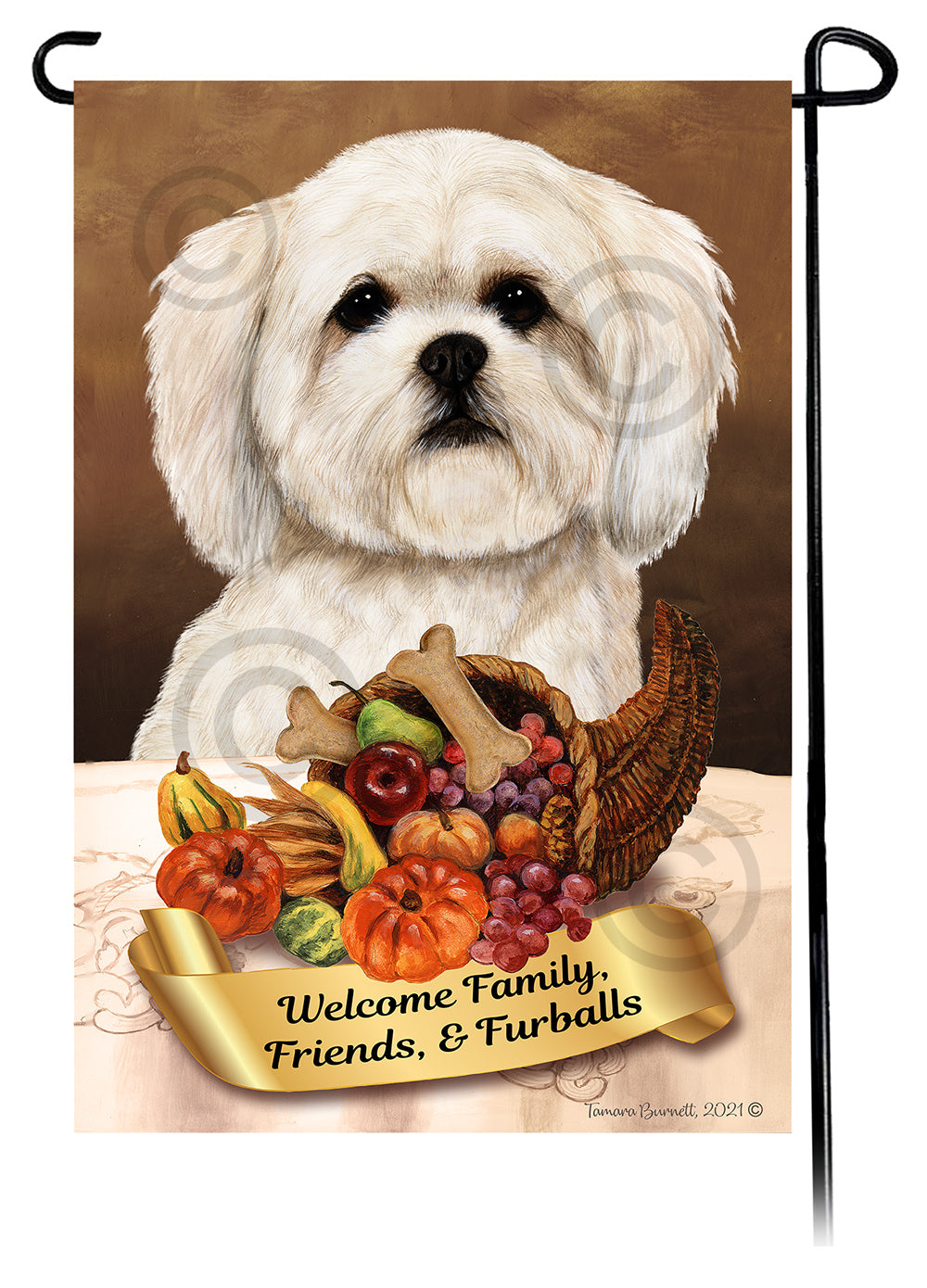Lhasa Apso Thanksgiving - Garden Flag