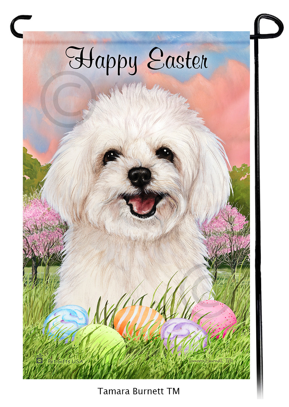 Maltipoo Happy Easter Garden Flags
