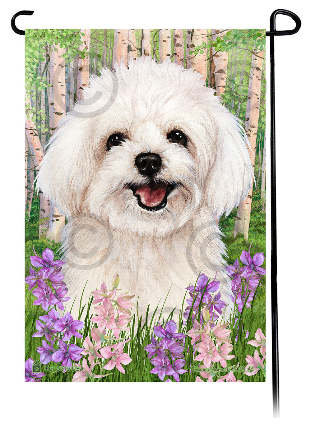 Maltipoo Spring Flowers Garden Flags