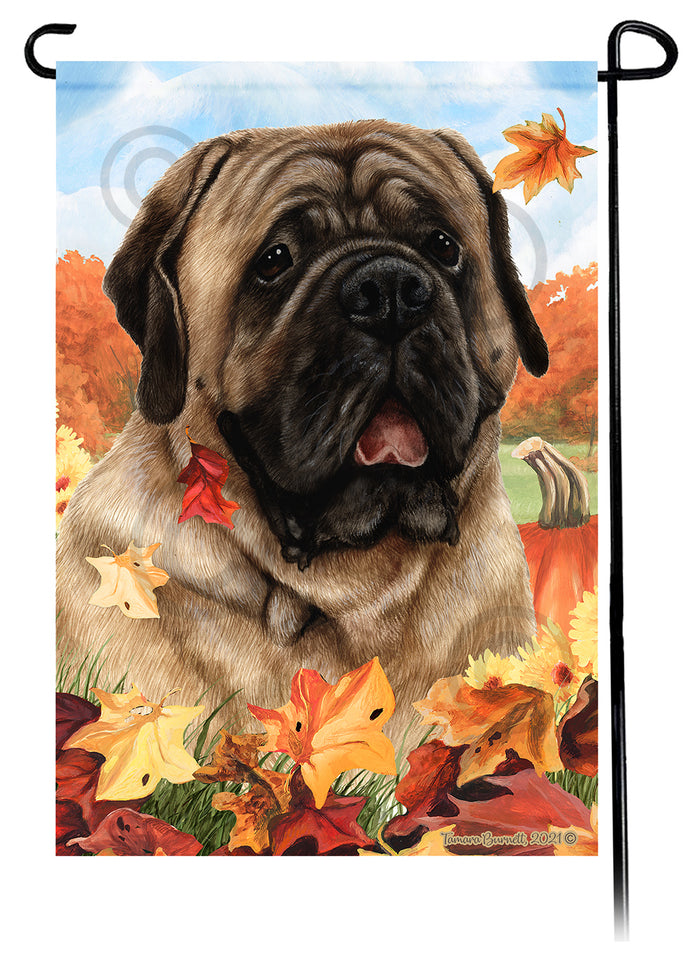 Bullmastiff Falling Leaves Garden Flags