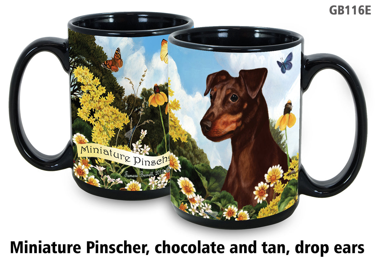 Miniature Pinscher Black & Tan Cropped - Garden Party Fun Mug 15 oz