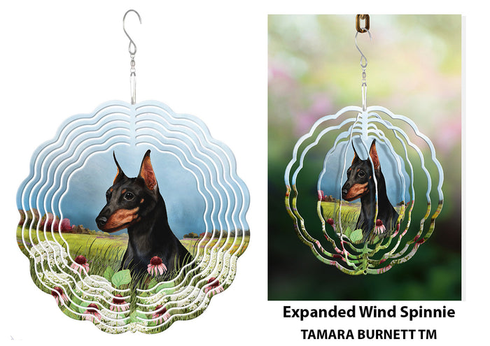 Miniature Pinscher Cropped Black and Tan Wind Spinner