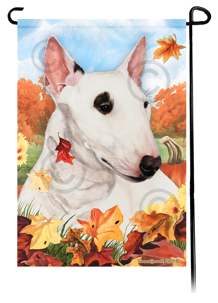 Bull Terrier Mini Falling Leaves Garden Flags