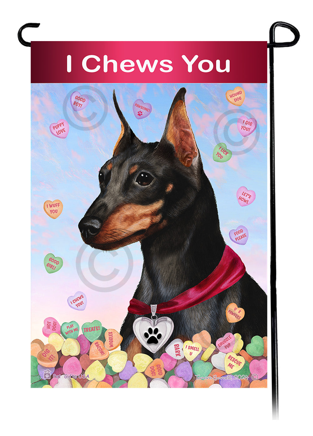 Miniature Pinscher Valentine Sweetheart Garden Flags