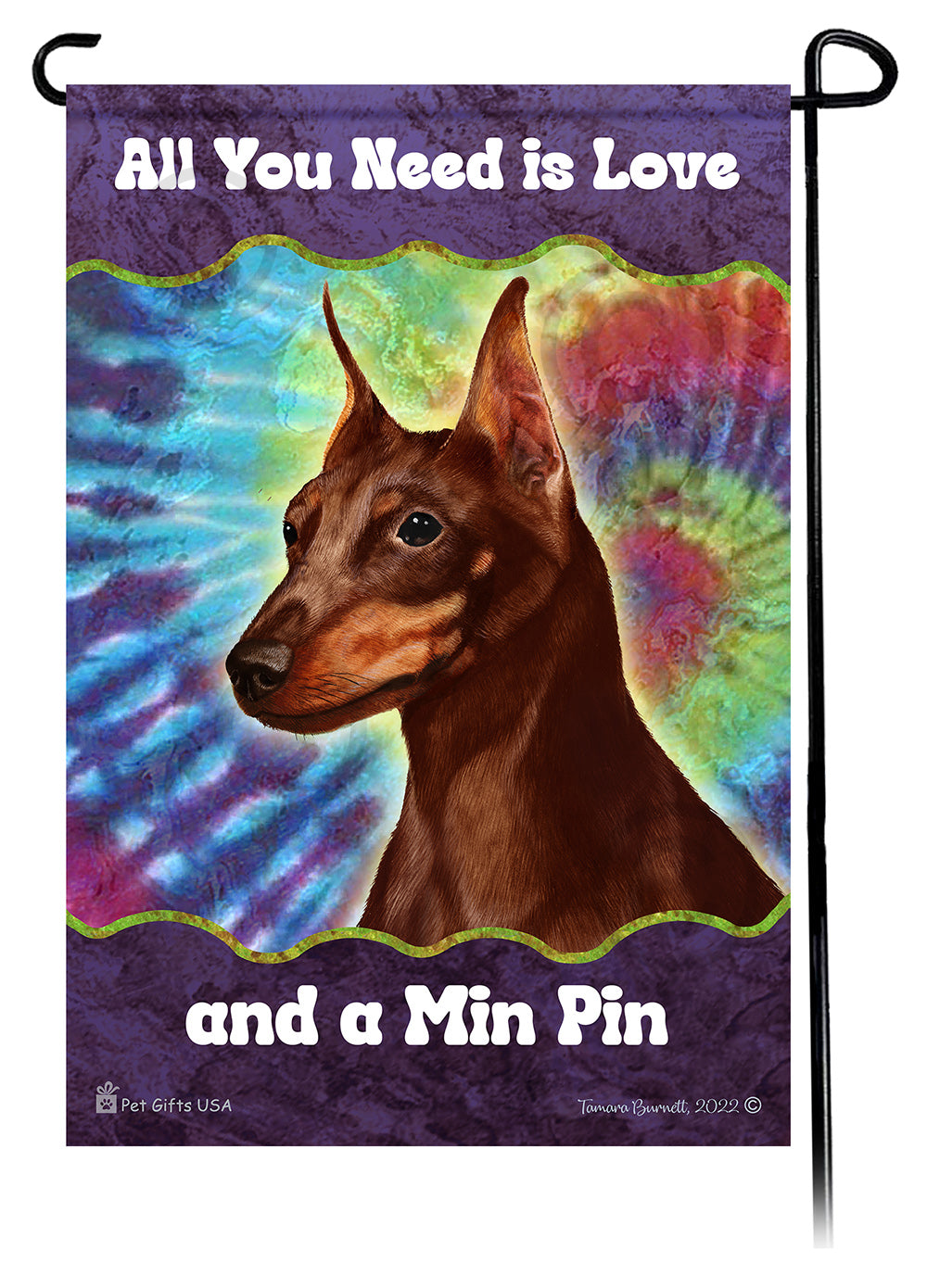 Miniature Pinscher All You Need Is Love Garden Flag