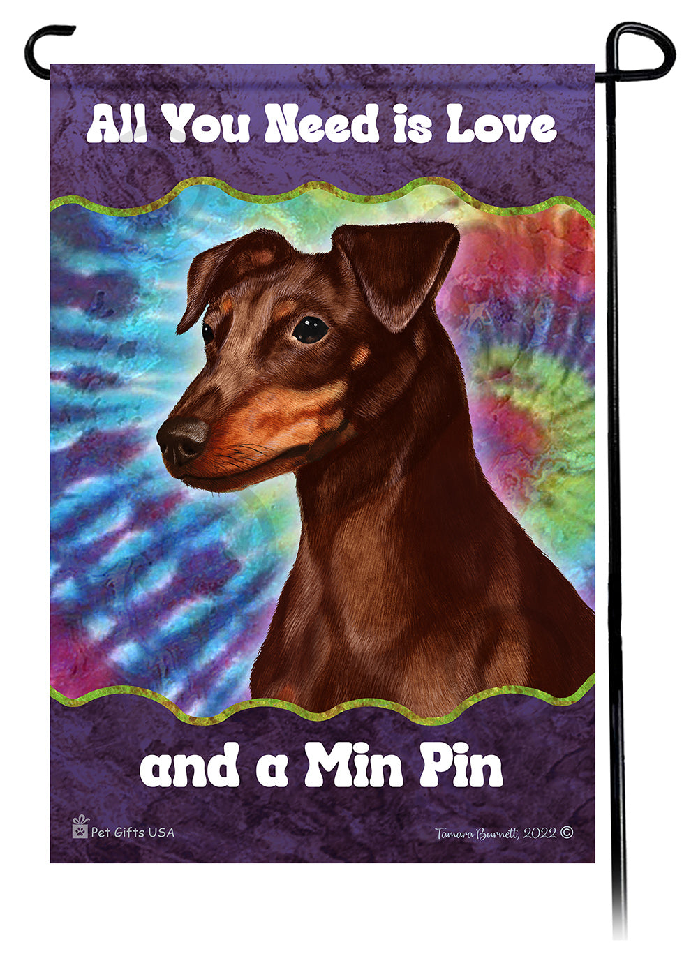 Miniature Pinscher All You Need Is Love Garden Flag