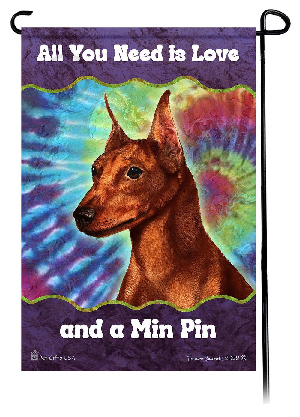 Miniature Pinscher All You Need Is Love Garden Flag