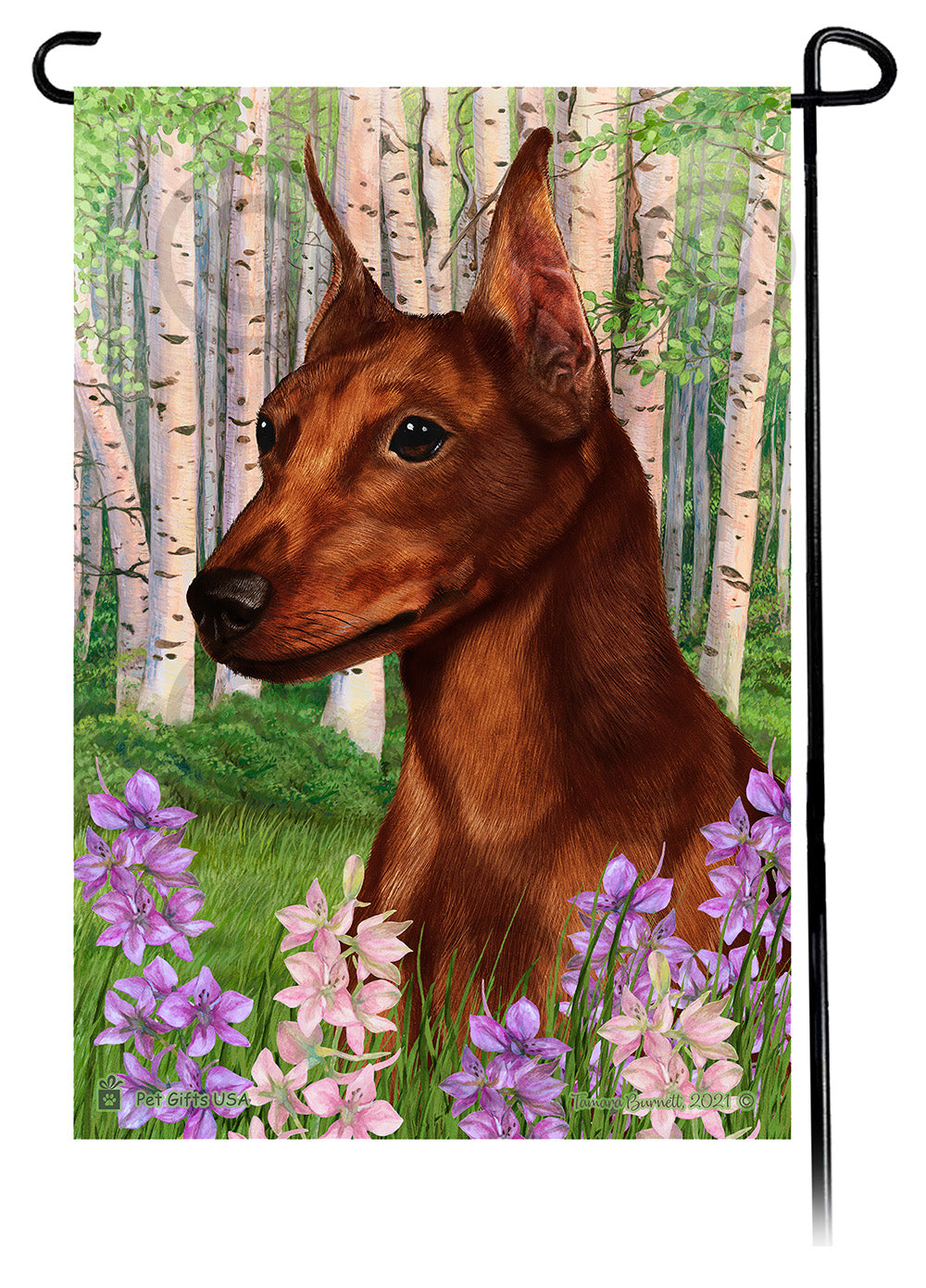 Miniature Pinscher Spring Flowers - Garden Flag