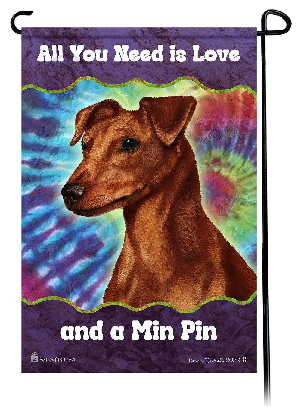 Miniature Pinscher All You Need Is Love Garden Flag