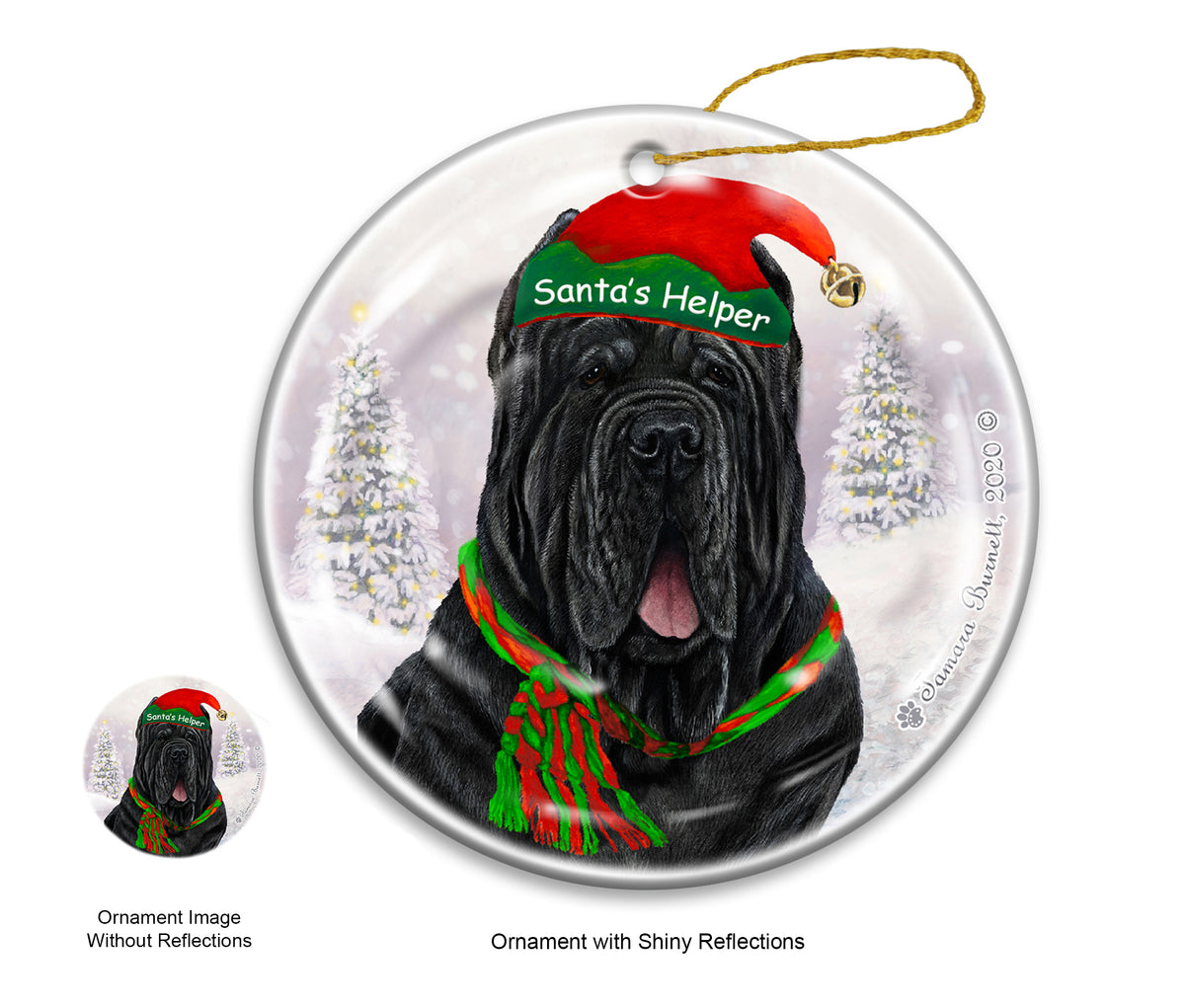 Neapolitan Mastiff Cropped Black Ornament