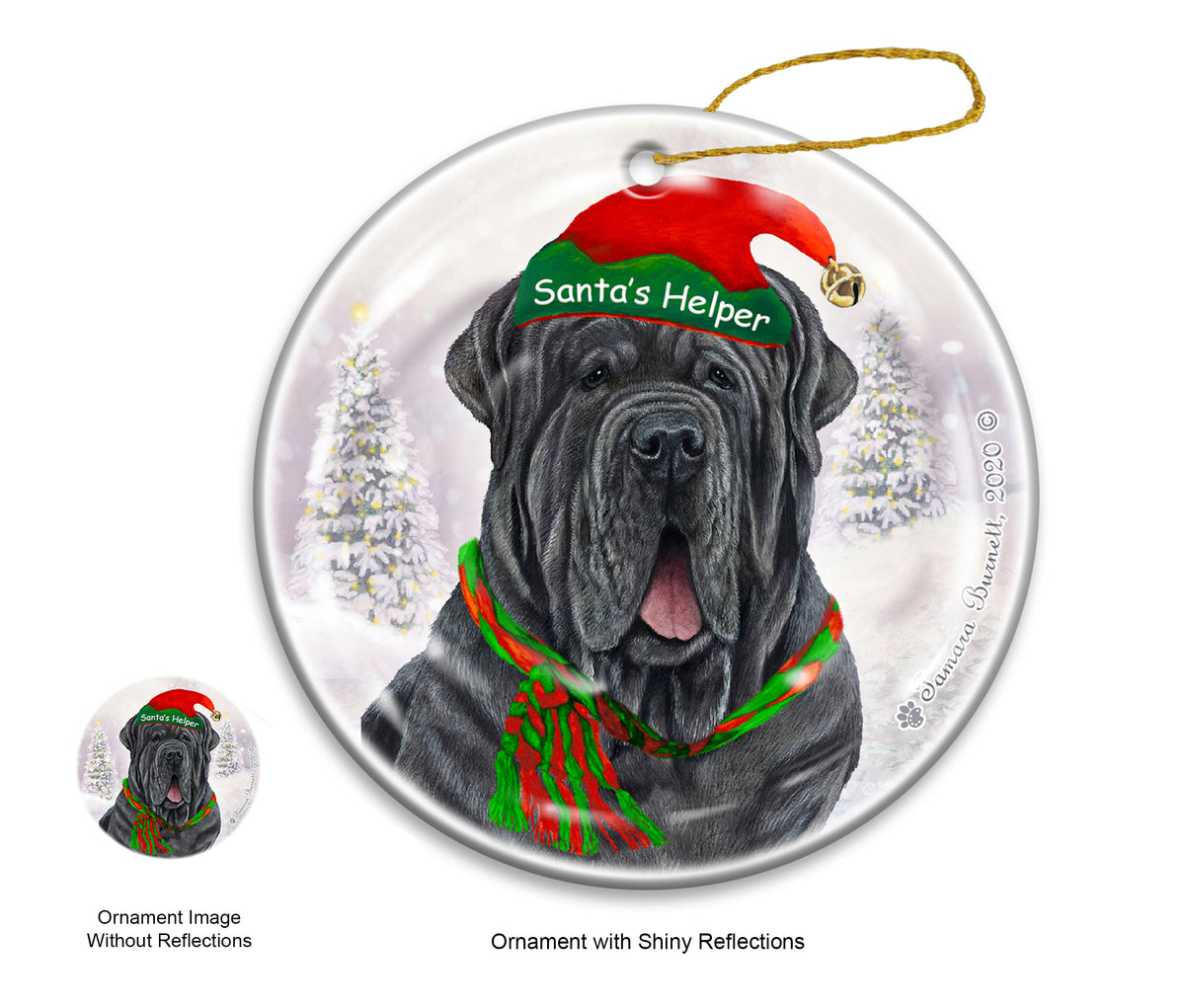 Neapolitan Mastiff Uncropped Blue Ornament