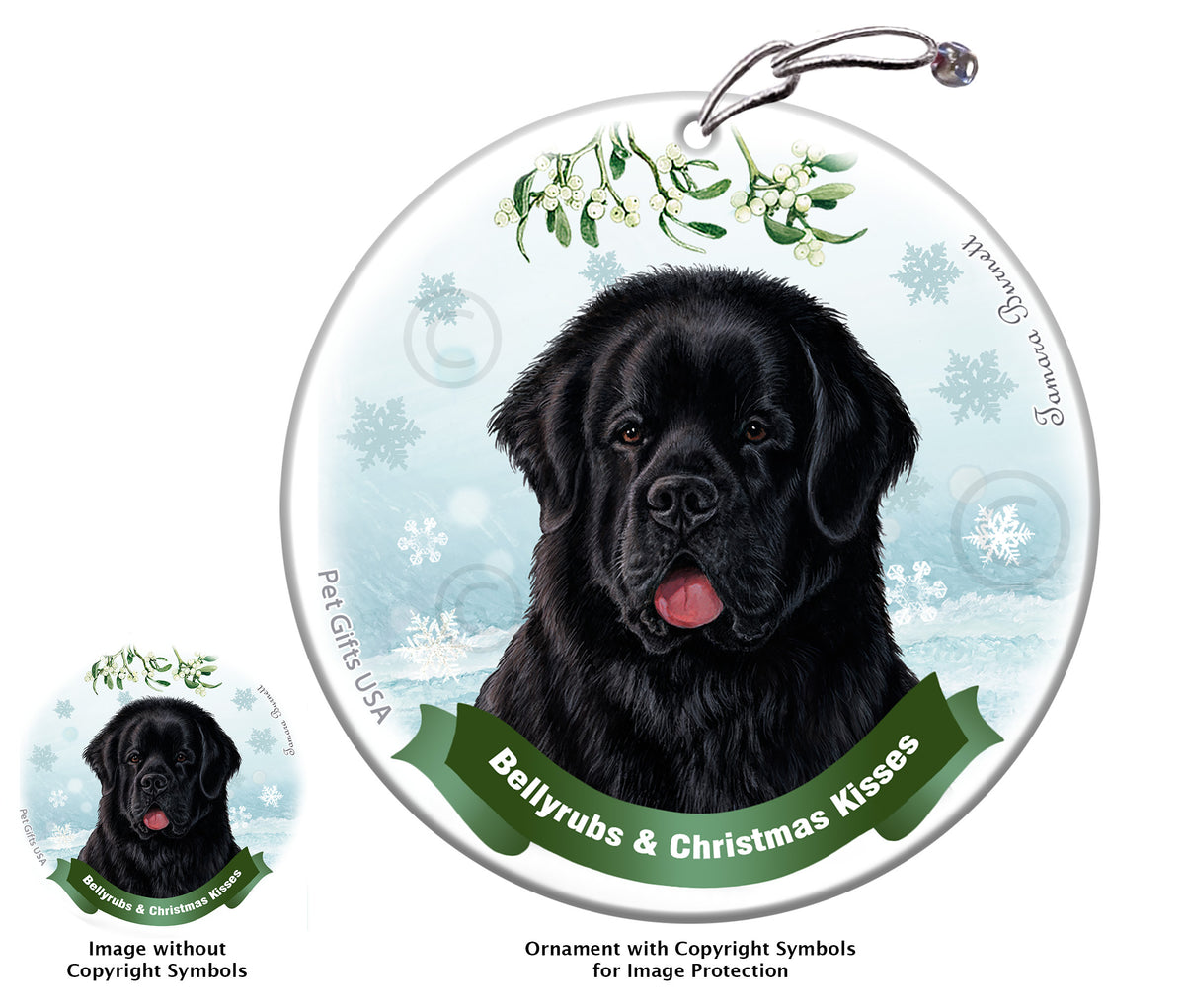 Newfoundland Bellyrubs and Christmas Kisses Ornament