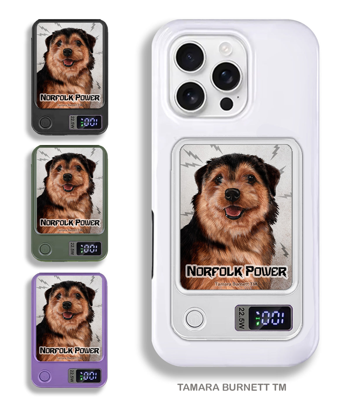 Norfolk Terrier Black and Tan Phone Bank Wireless Charger