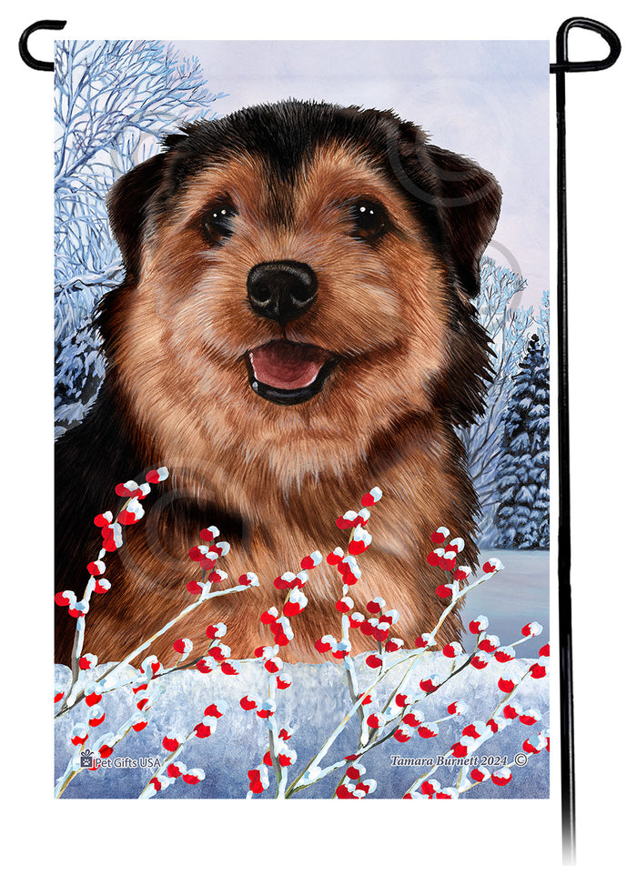 Norfolk Terrier Winterberries Garden Flags