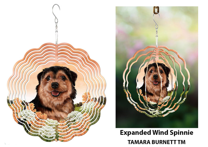 Norfolk Terrier Black and Tan Wind Spinner