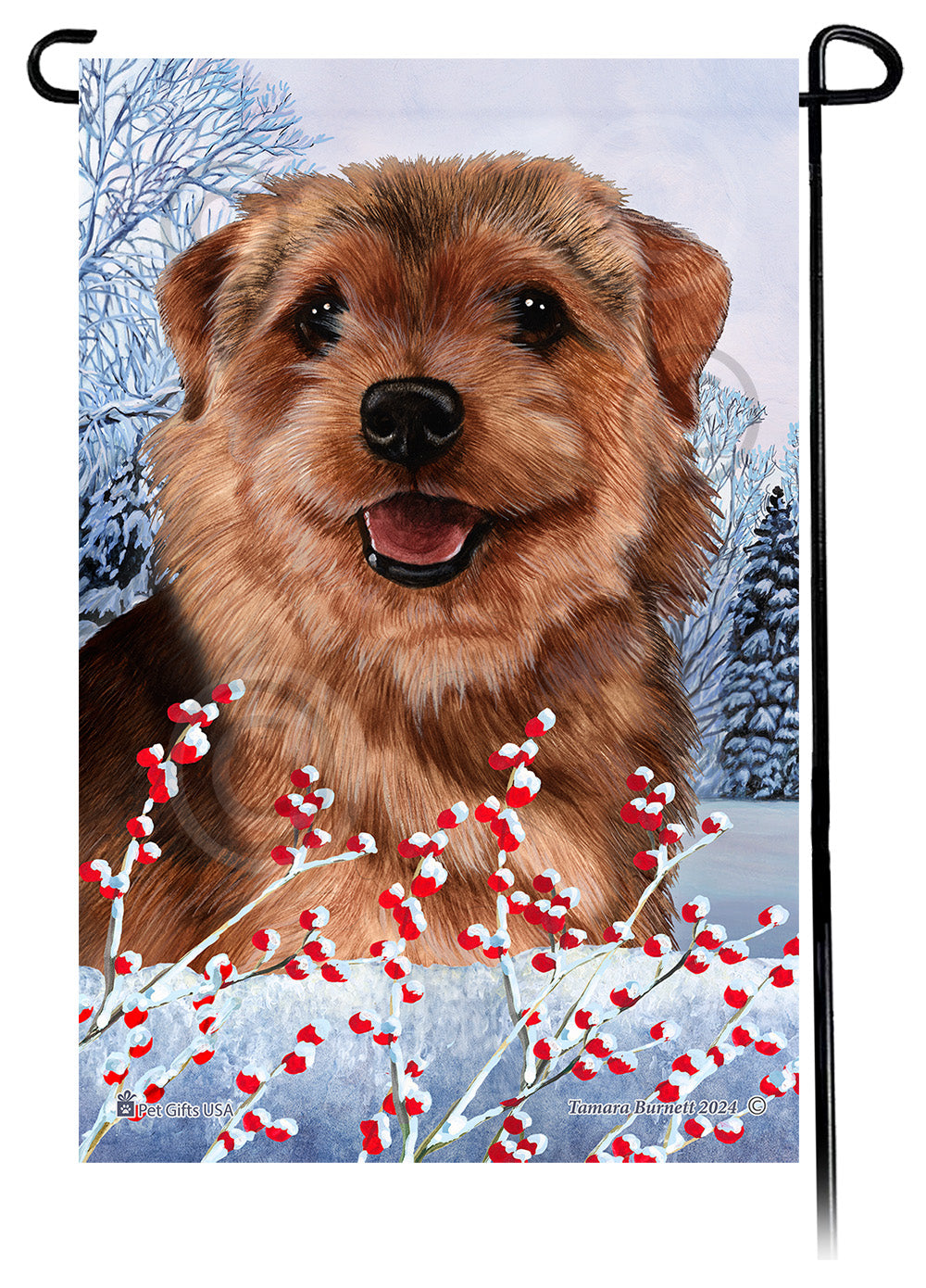 Norfolk Terrier Winterberries - Garden Flag