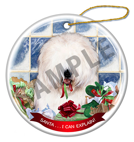 Old English Sheepdog - Santa I Can Explain Ornament