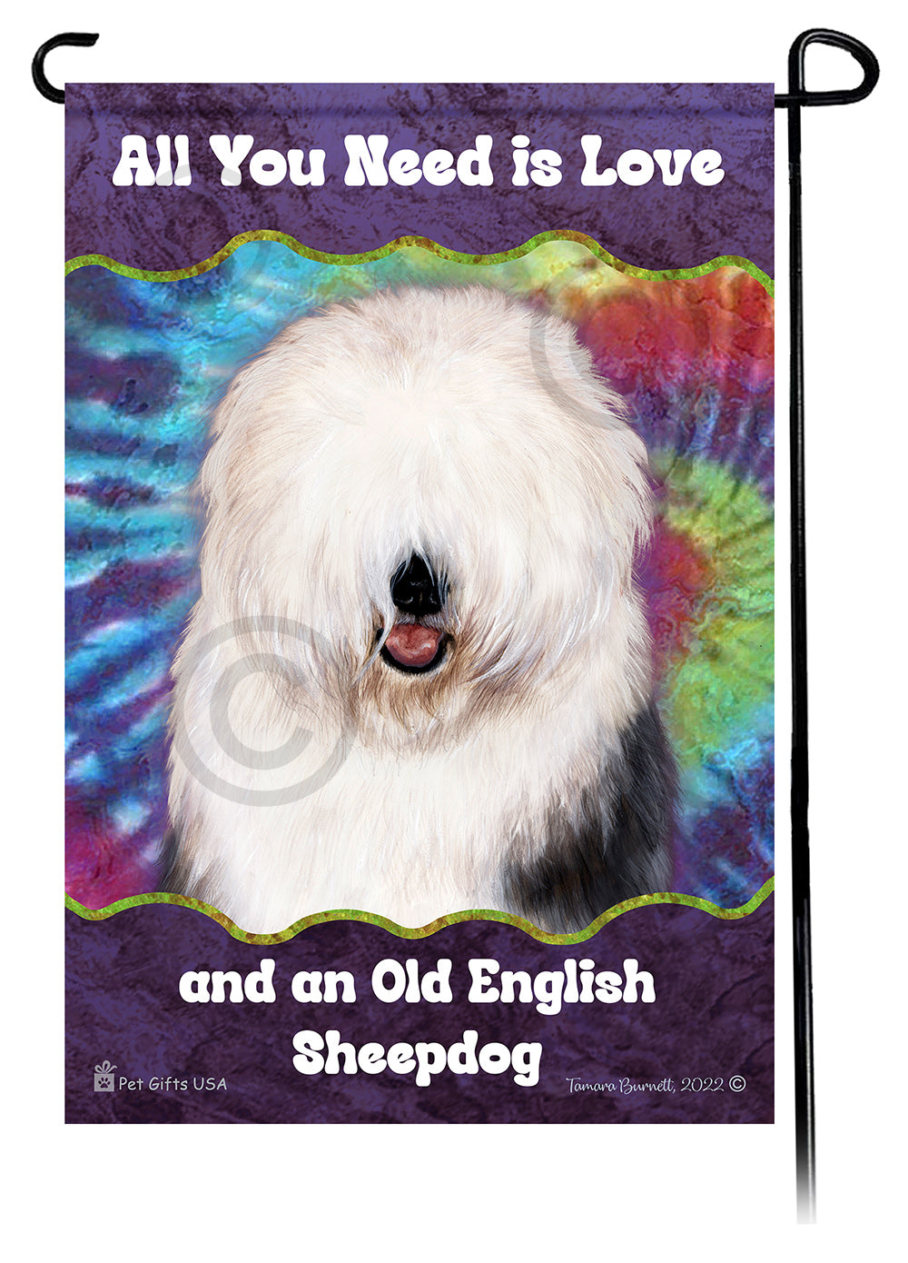 Old English Sheepdog All You Need Is Love Garden Flags