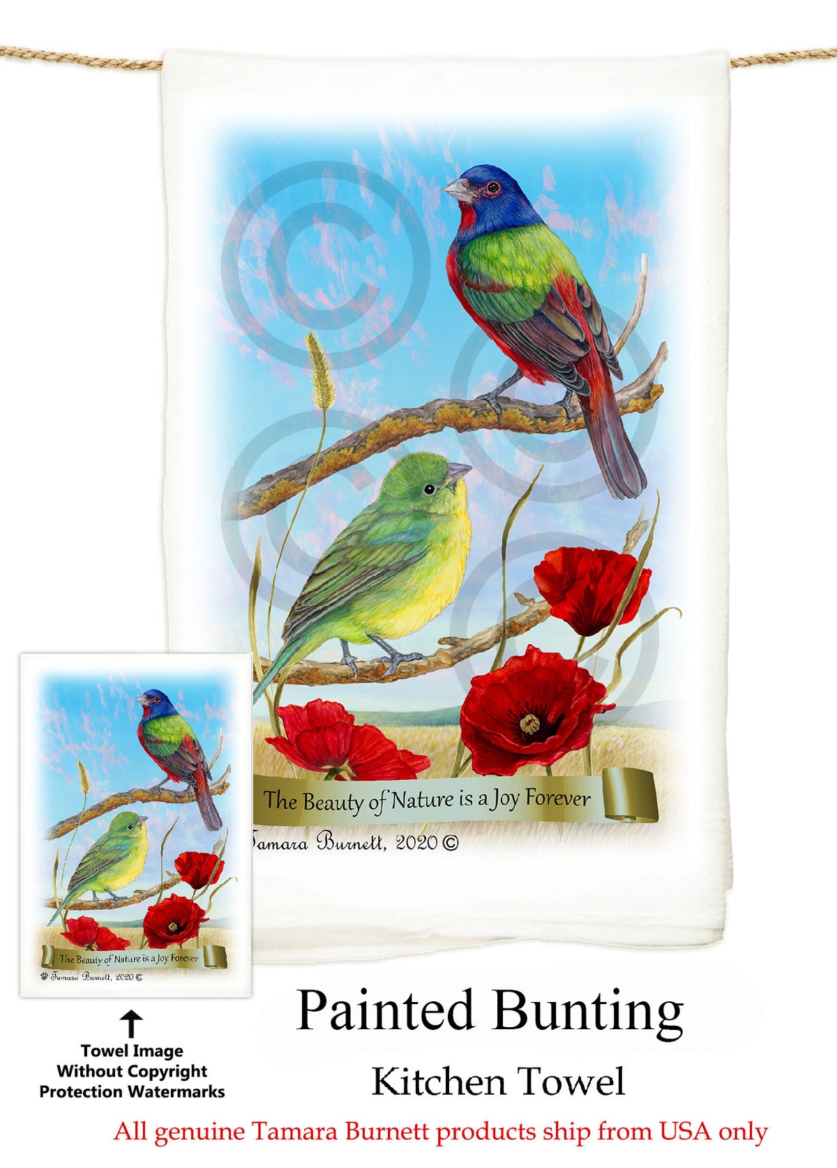 Painted Bunting Flour Sack Towel