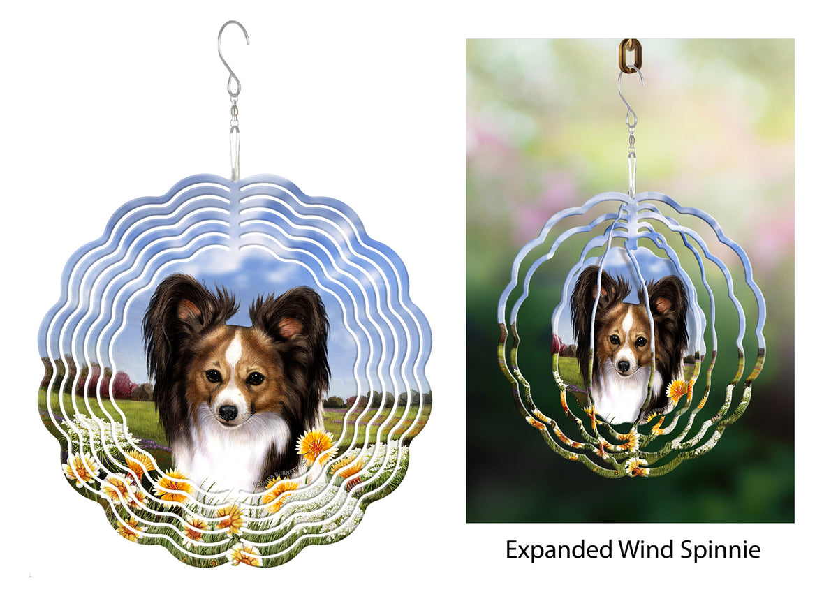 Papillon Hound Tri-Color Wind Spinner