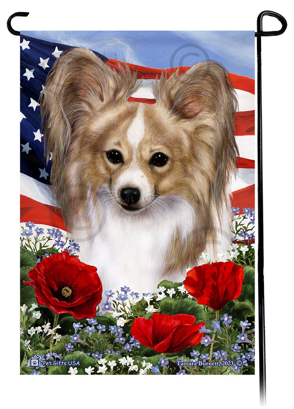 Papillon Patriotic Flowers - Garden Flag
