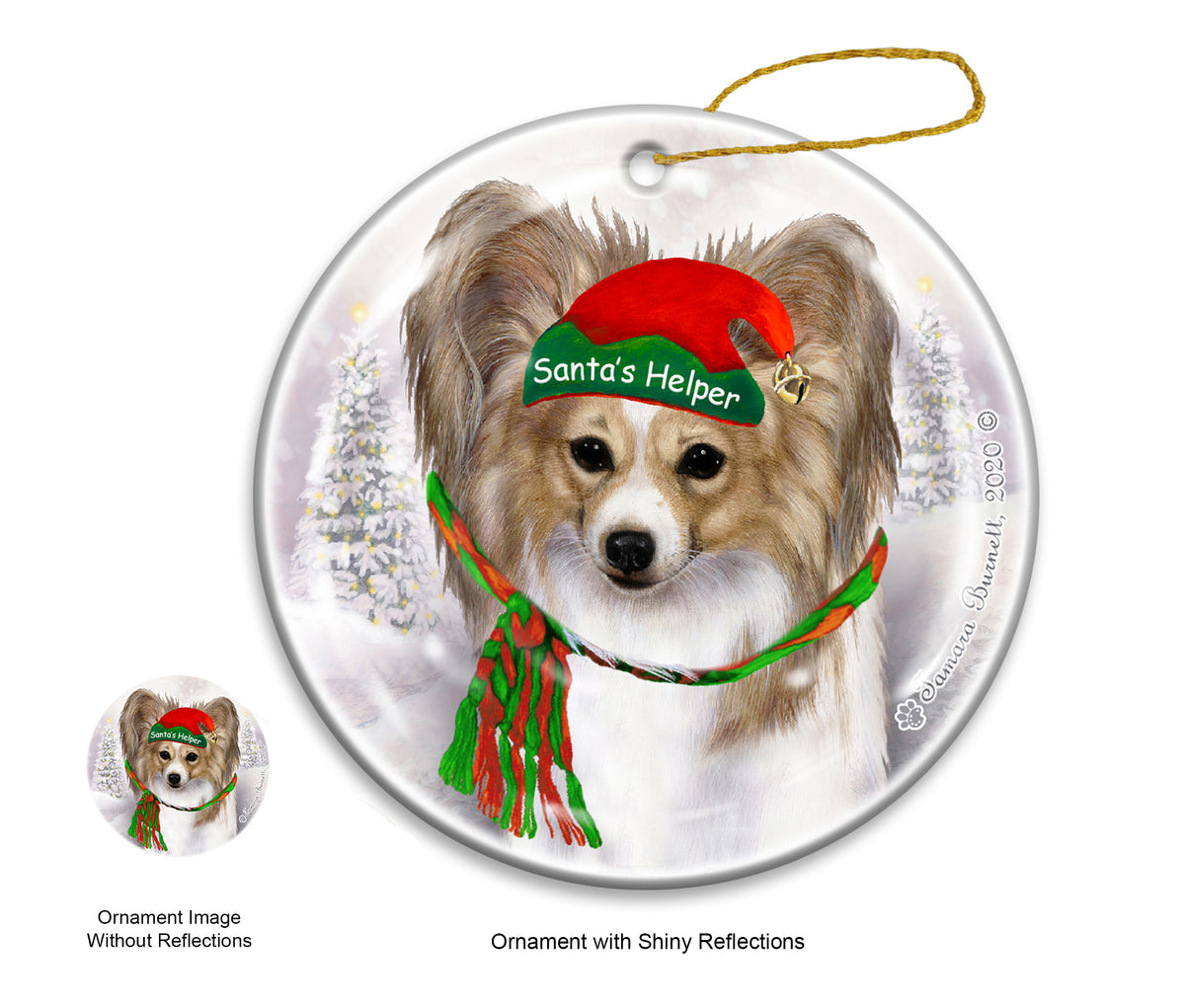 Papillon Lemon & White Ornament