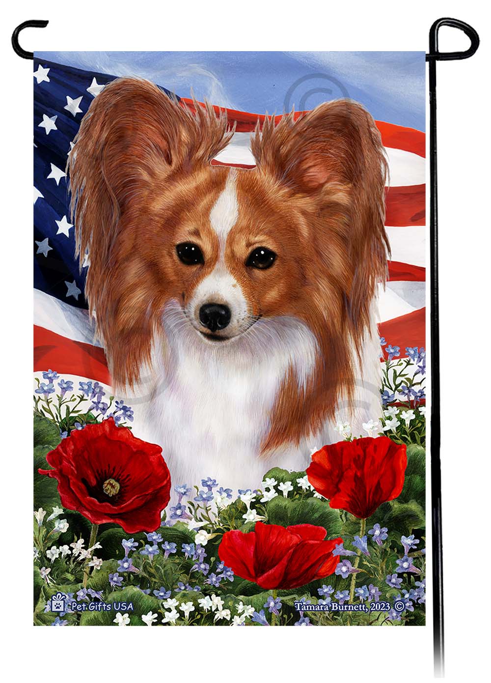 Papillon Patriotic Flowers - Garden Flag
