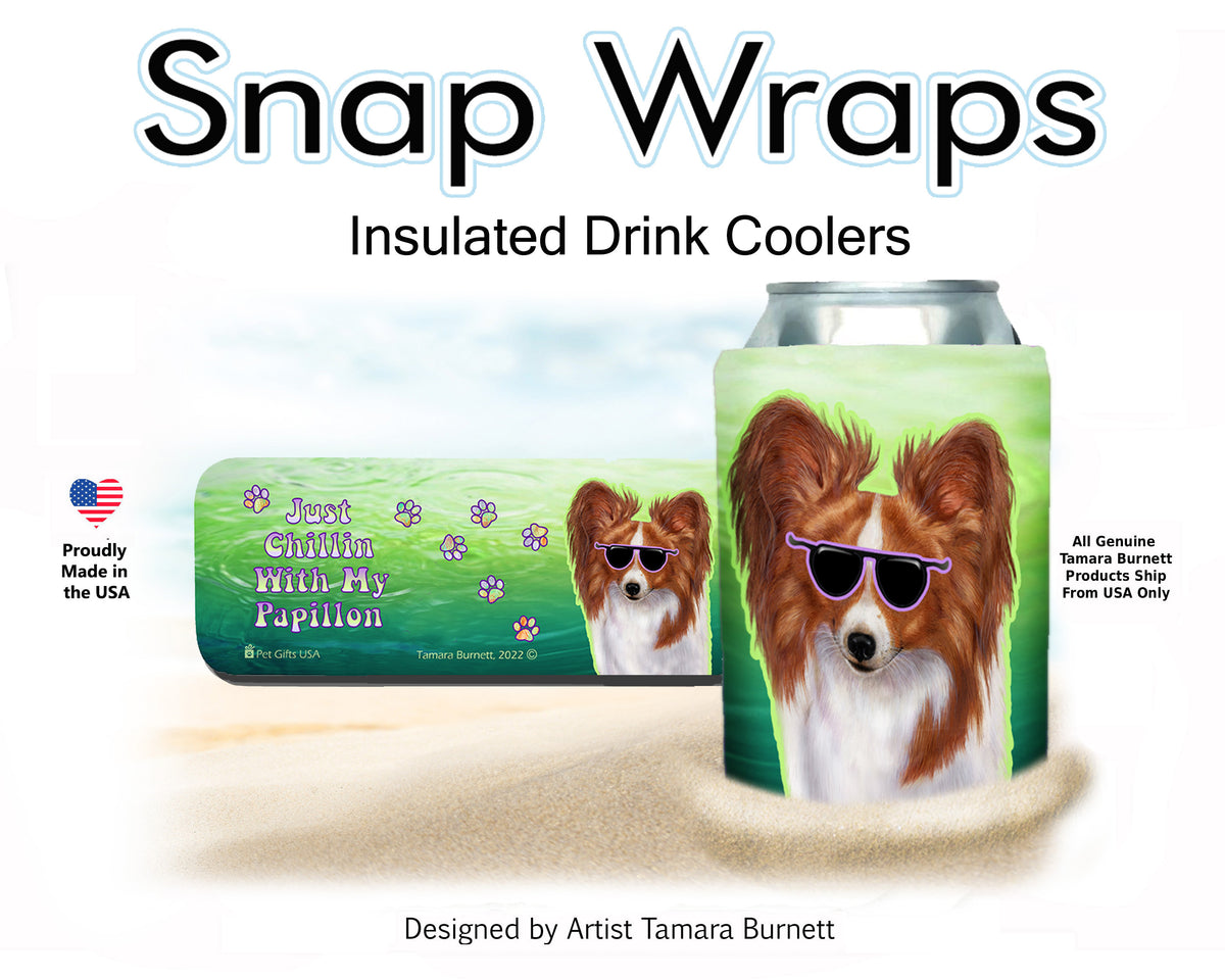 Papillon Red and White Snap Wrap Cozy