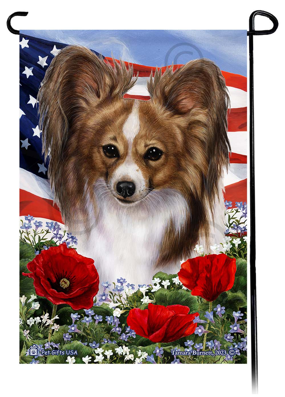 Papillon Patriotic Flowers - Garden Flag