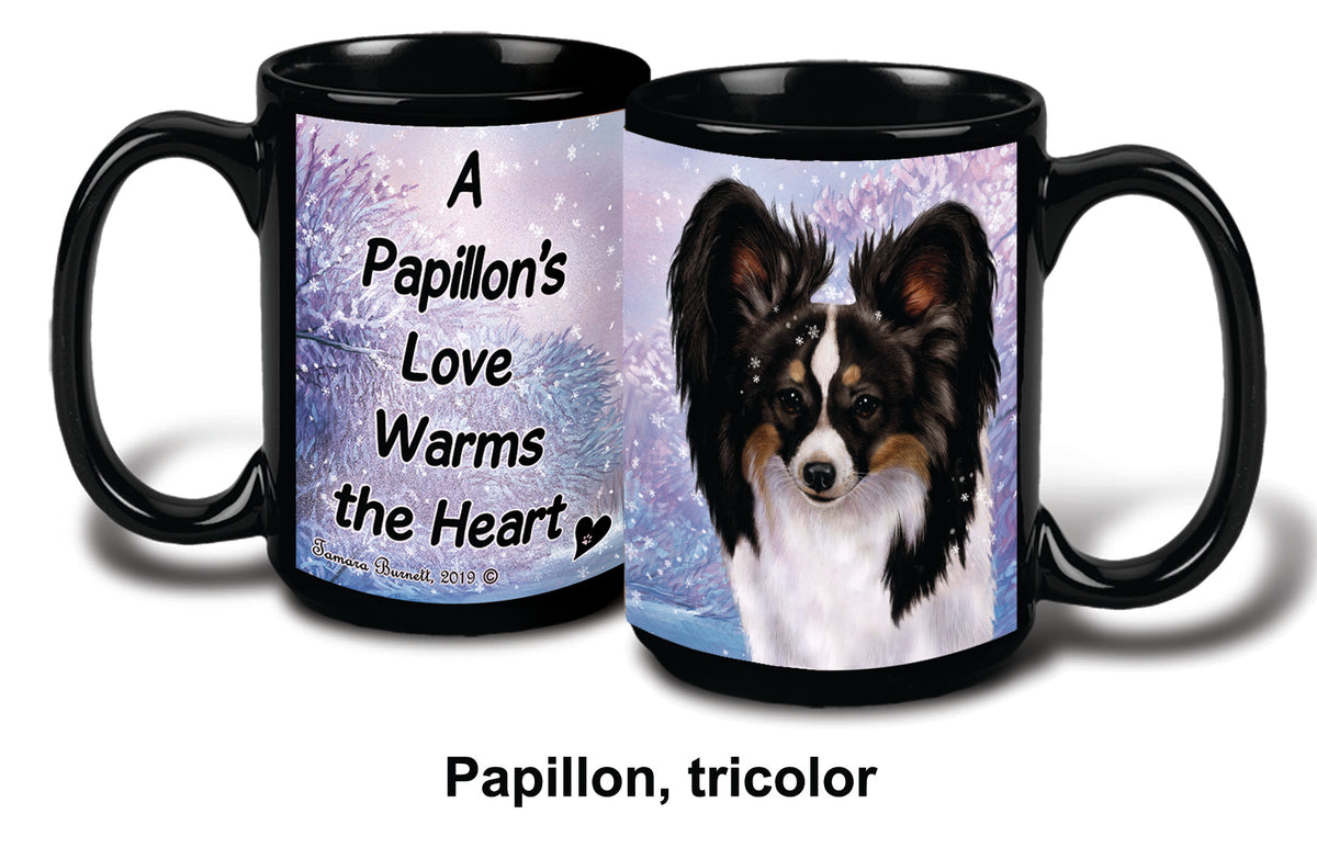 Papillon Tri Winter Mug 15 oz